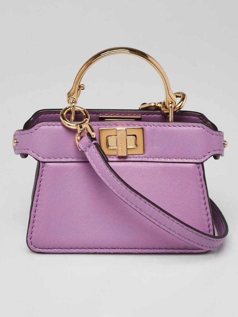 Fendi Purple Smooth Leather Nano Peekaboo Maxi Handle Bag - 7AS106